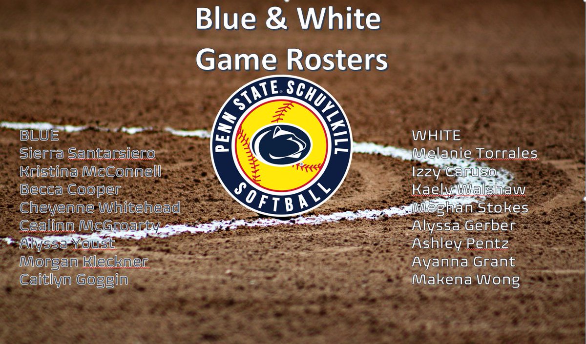 SkookSBCoach's tweet photo. Rosters for Sunday's Blue &amp; White Game at Island Park https://t.co/Z6JKSLCsJt