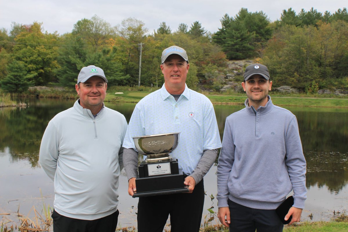 TheGolfOntario's tweet photo. Walking away after two extra holes, is now four-time winner of the Ontario Men’s Mid-Amateur Championship, Dave Bunker (Cherry Hill Club) after things wrapped up today from a chilly @TabooMuskoka. 

Read more >> https://t.co/yEVoG2SfaA https://t.co/BsnCAhM7Cd