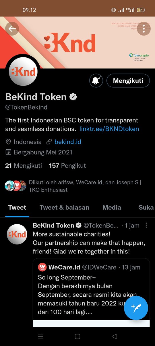 safrizalreal's tweet photo. Congrats @TokenBekind account has been verified. Bekind token to the moon๐ฅ๐๐๐๐
#BeKind #BKNDToken #Crypto https://t.co/CLQfHADw0t