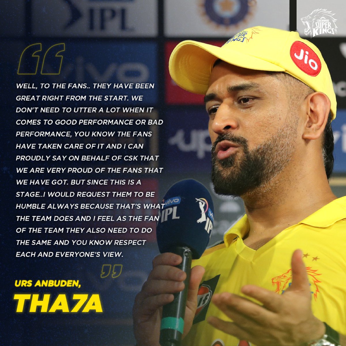 ChennaiIPL's tweet photo. Thala Thala dhan 💛➡️💛

#WhistlePodu #Yellove 🦁 https://t.co/BrI0Ixbn33