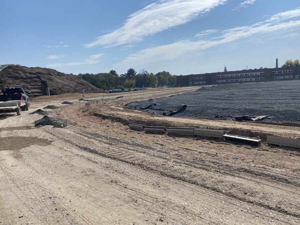 The track and athletic field is taking shape at the high school construction site.  <a href="/isd624/">White Bear Lake Area Schools</a>