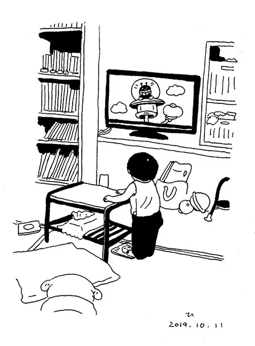 デーモン閣下は3年前ですか。ついでに、後ろ姿がかわいい息子と風呂上がり。 