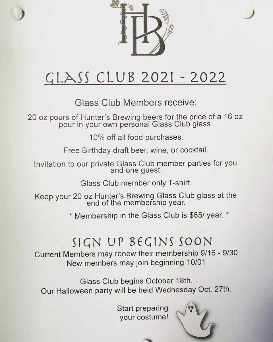 HuntersBrewing's tweet photo. New members can join our next glass club! We open Friday at noon. https://t.co/mikgStaEhs