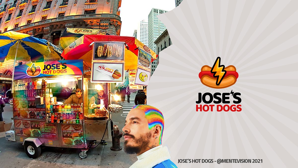 mentevision's tweet photo. "The Best Hot Dog" Branding #Jbalvin #Grammy #Rene https://t.co/0b8lvMe2B8
