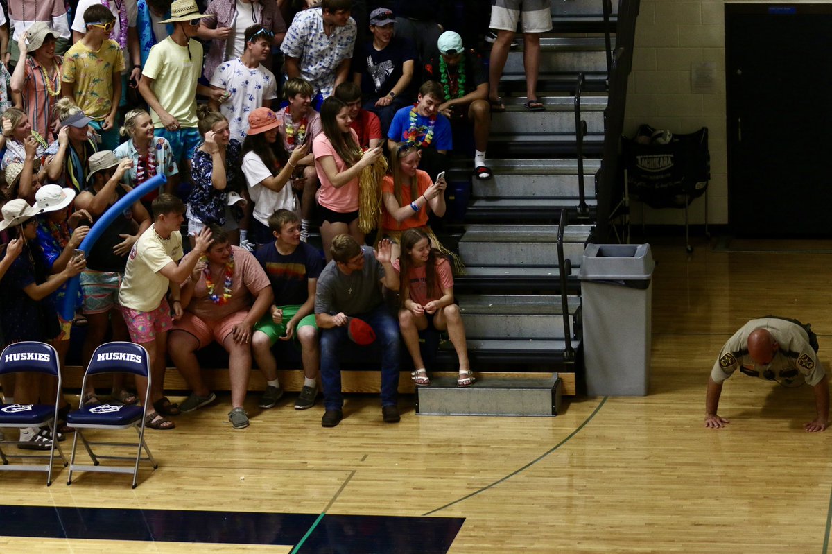 JCC students got a kick out of making the officers do push-ups at the volleyball match tonight.