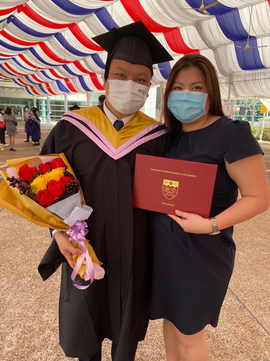kycheah5's tweet photo. Graduations may look a little different this year – families and friends will gather for a toast remotely from a safe distance. Thanks wife for handmade flower bouquet https://t.co/oTr5Unzbt9