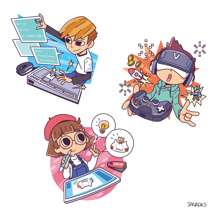「#メガネの日 月刊エレクトーン表紙の子とか、あと学習モノにもめがねくんめがねちゃ」|サナダシン＠絵仕事中のイラスト