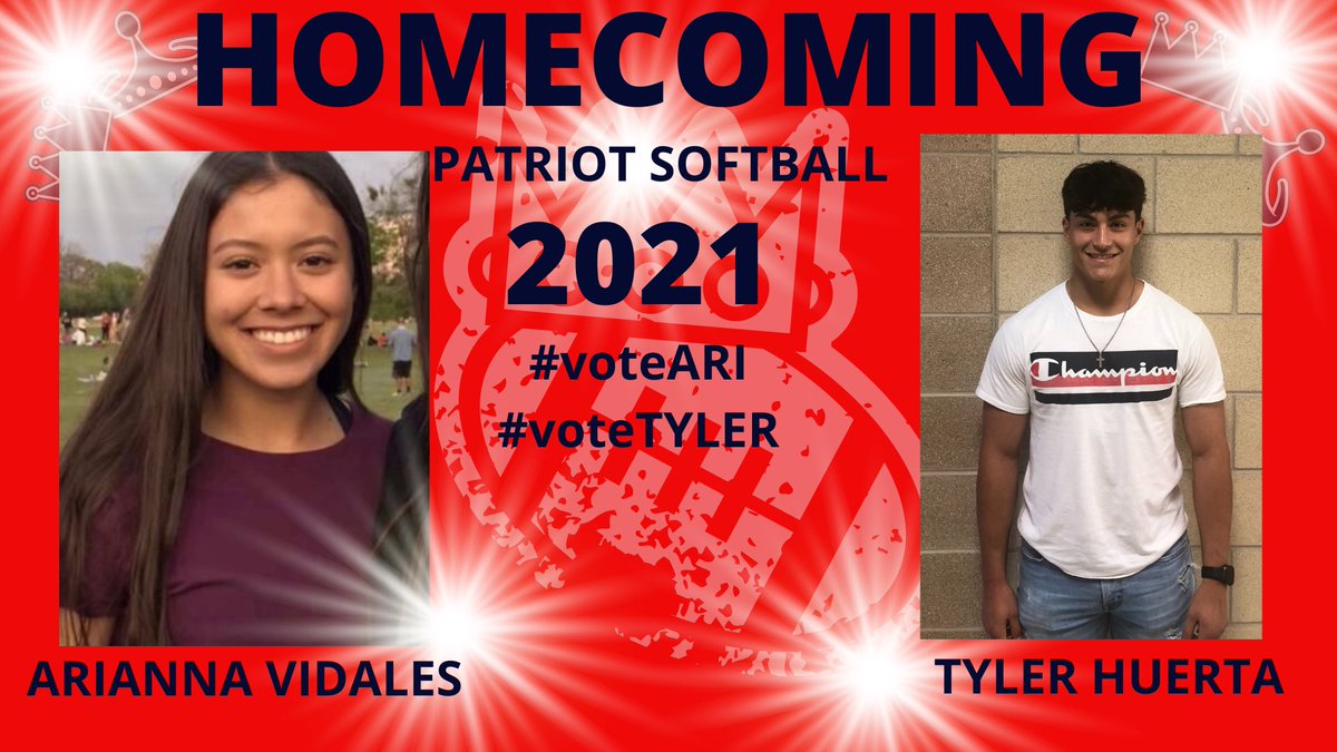EVHSSoftball's tweet photo. Homecoming 2021....Vote Friday 10/1 in your class Google Classroom. #voteARI #voteTYLER https://t.co/nJsfQa7Mzm