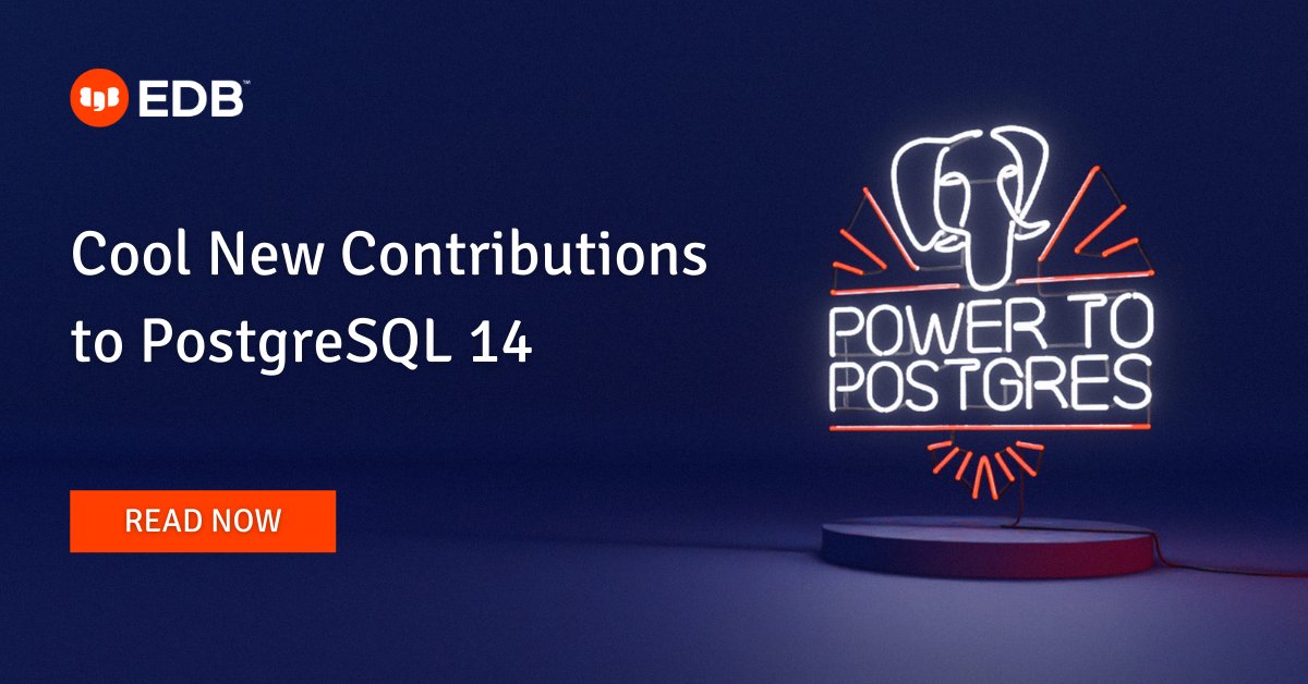 Amit15224760's tweet image. #PostgreSQL14 is now available with a lot of new features and improvements. Time to upgrade! okt.to/TdLjEe

#PowerToPostgres #DoMoreWithPostgres / @EDBPostgres  
#OpenSource #Database #PostgreSQL #Postgres #RDBMS #DBAs