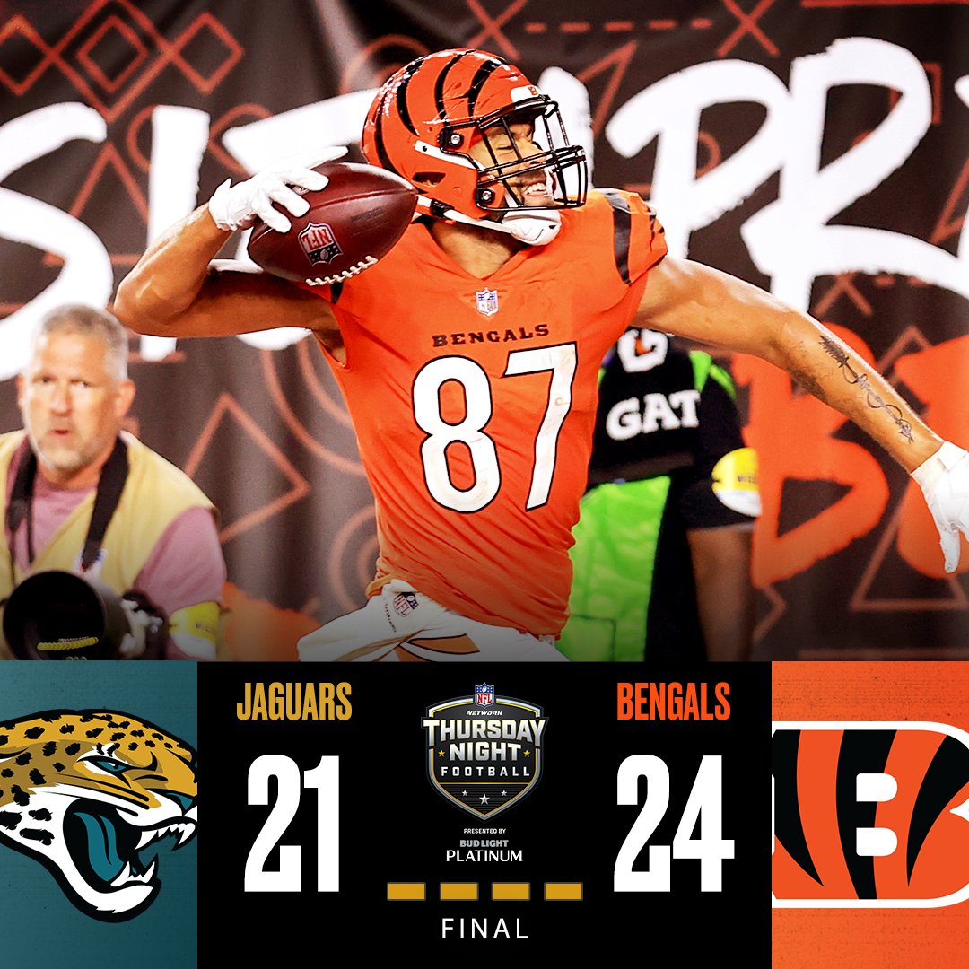 nflnetwork's tweet photo. C.J. Uzomah's BIG night leads the @Bengals to the win on #TNF! https://t.co/foeht0z0Ia