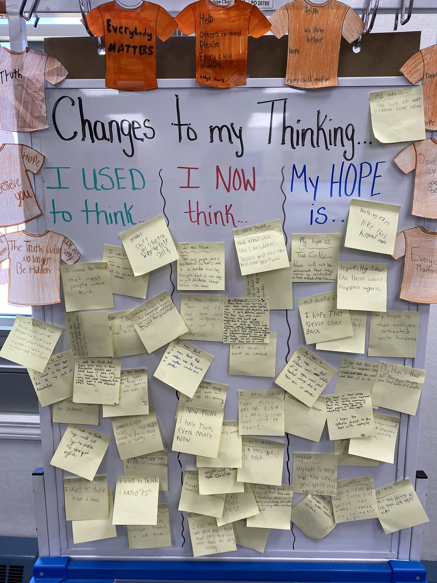 VondaWorthman's tweet photo. In 7W we talk about hard things. Yesterday we celebrated Orange Shirt Day by learning, reflecting, and connecting. 🧡 #EveryChildMatters https://t.co/BLISbtdijc