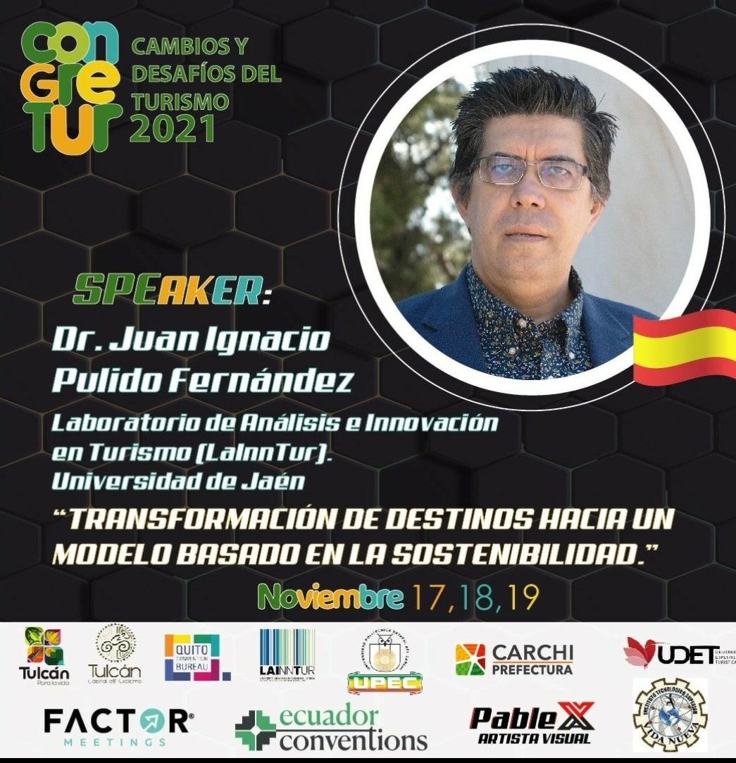 EcConventions's tweet photo. QUE NIVEL DE CONGRETUR
Conoce a uno de nuestros speakers del #Congretur 👇👇👇
✔️✔️Dr. Juan Ignacio Pulido
Universidad de Jaén    
@TurismoEc @CorporacinDeGu1 @turistiqueros @Strategy_Events https://t.co/gsXYAHeZfj