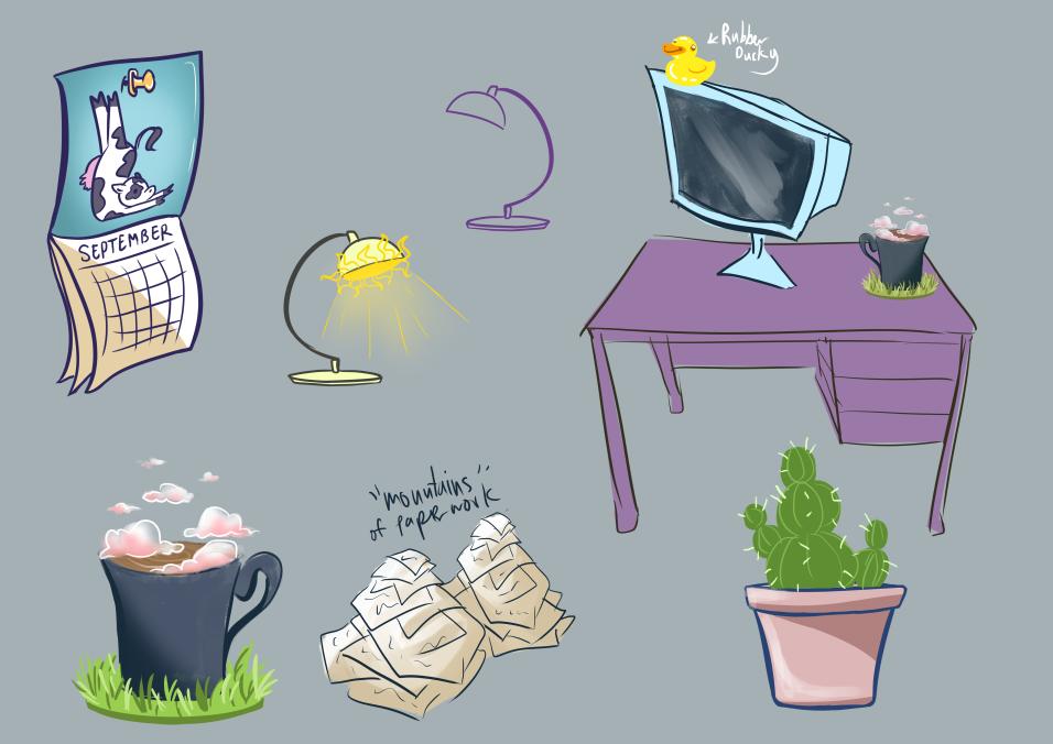 DinobiteGames's tweet photo. Brainstorming things you might see in a weather department office with @haze_hey and @syreanna_ 

🌪️ A mini tornado that acts as a roomba
🌧️ A rain cloud filling up the water cooler
☀️ A mini sun for lights

Concept art: @syreanna_ 

#indiedev #indiegame #gamedev https://t.co/q3dt27L38a