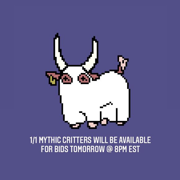 coincritters's tweet photo. Tomorrow👻
Friday, Oct. 1st - 8 PM EST.

* Thirteen 1/1 Mythic Critters *
are up for bids on opensea: https://t.co/BxpTlN9hrQ

DONT MISS IT!! #NFTcollection #NFT 

visit: https://t.co/AYxa2lHowm 
&amp; check out our rarible exclusive critters &amp; other drops❤️

3% of supply uploaded.. https://t.co/Z8eEF9mpcB