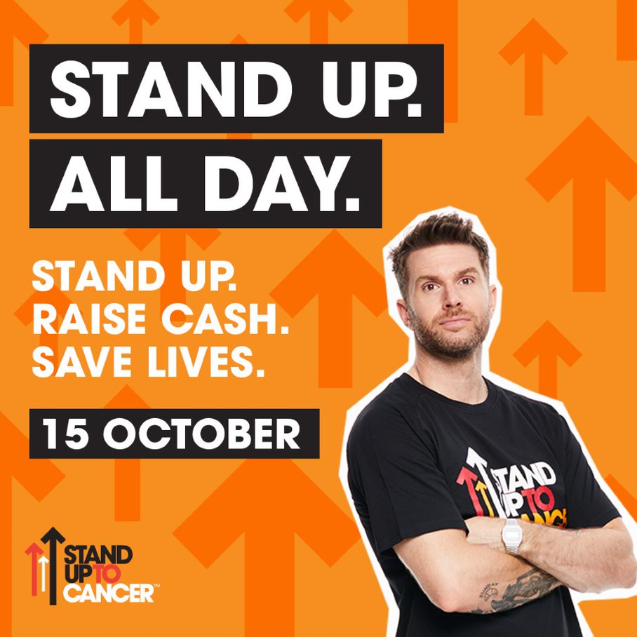 🧡👆 Stand Up and step up! Support our life-saving research by Standing Up all day, or for as long you can, on 15 October. Get your free fundraising pack 👉 bit.ly/3ySY9kR #StandUpToCancer