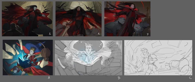 This was my 1st pass of thumbs! Took me till our last round of revisions to find my direction 