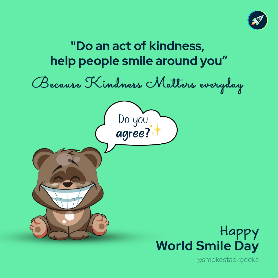 smokestackgeeks's tweet photo. This #SmileDay 
For once...
✨ Be tension free
✨ Let loose of your worry &amp;
Just smile 😍

You'll love it!
.
.
. #iSmokeStack  🚀
#WorldSmileDay
.
.
#FirstSmile
#BringSmile
#SurpriseGifts
#PizzaTreats
#BeKind
#SpreadHappines https://t.co/QVfgoJPlNd