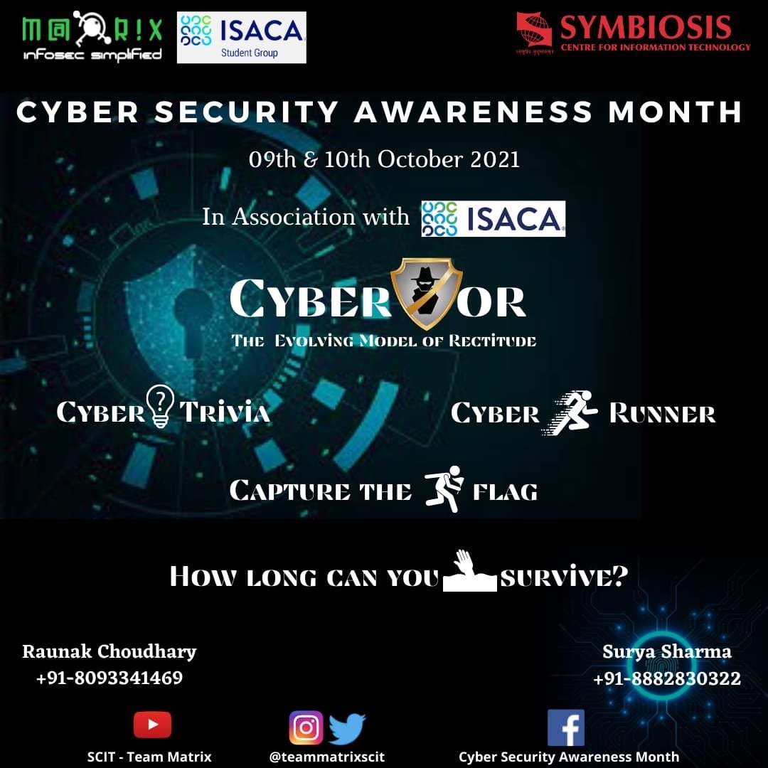 RainbowSecure's tweet photo. We support Team Matrix in its celebration of Cybersecurity Awareness Month.
Please sign up and take part in exciting activities including Capture the flag.

Sign up: https://t.co/P9BsEJVA8b

#cyberawareness #cyberthreats #speaker #eventspeaker https://t.co/BNgf9qn0hn