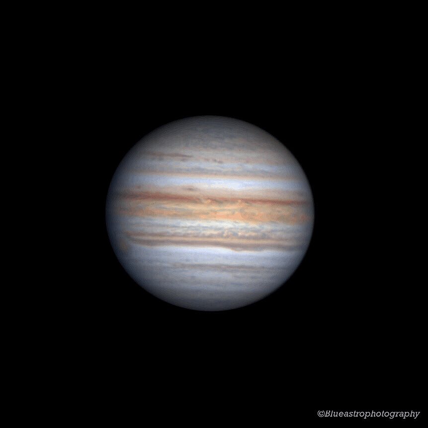 Blueastro93's tweet photo. Single image of Jupiter in  September 27, 2021 UT: 20:50 #Jupiter #Astrophotography #planet #space #astronomy #yesESA https://t.co/Iwq3e2qtbS