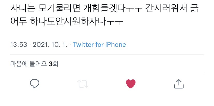 catchxding's tweet image. 사니는 모기물리면 개힘들겟다