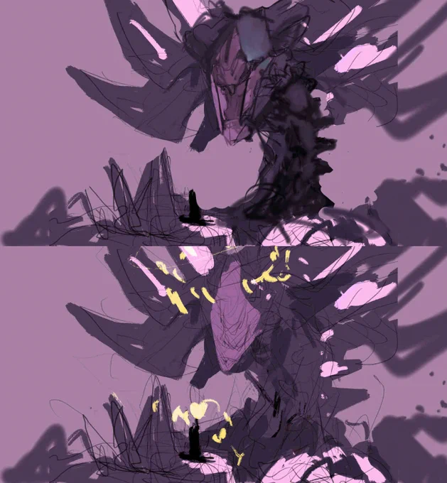 紫ドラゴン進捗。ラフから6時間ぐらいです 