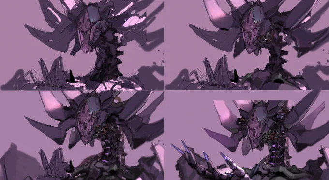 紫ドラゴン進捗。ラフから6時間ぐらいです 