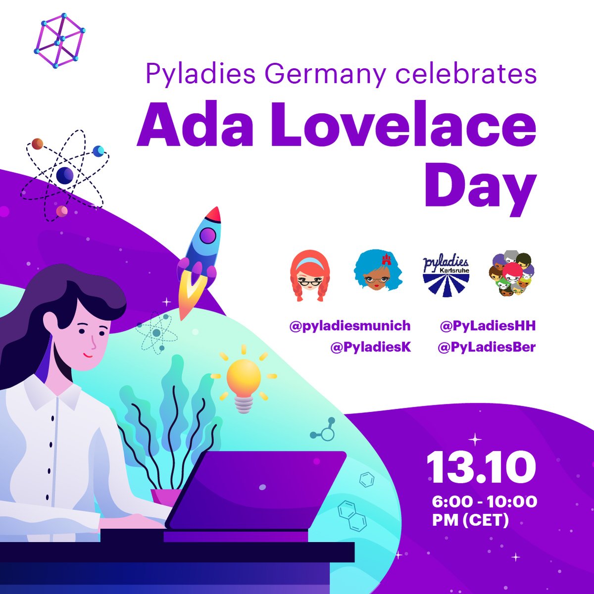 Together, we are much stronger 🤩 German chapters are uniting on Oct 13th to celebrate Ada Lovelace Day and woman in STEAM. 
Join us and be the change 🥰