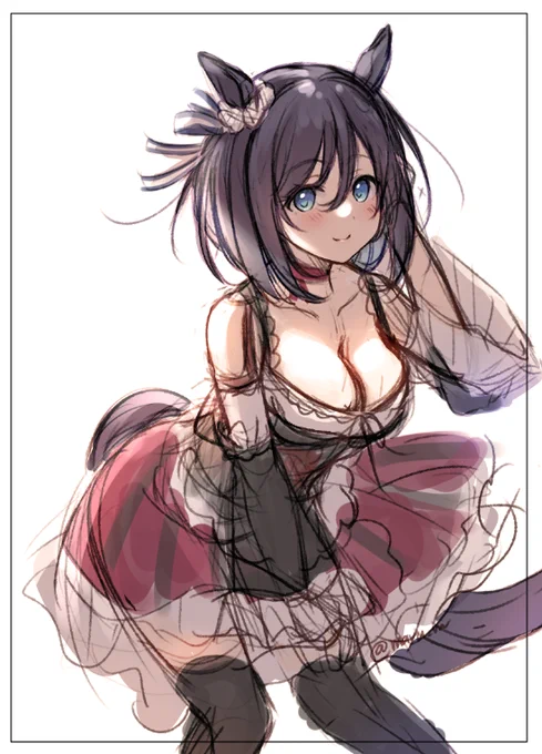 お迎えしてからずっと描きたいとおもってたエイシンフラッシュちゃんラフ 