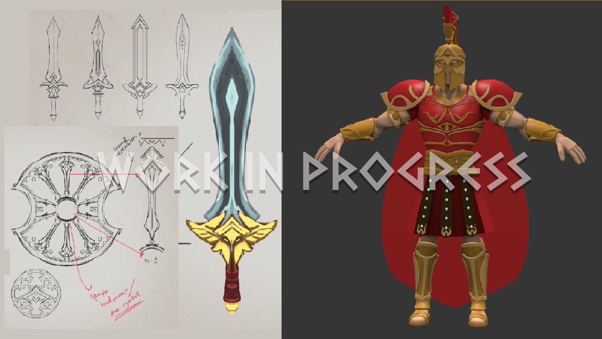 TeefProductions's tweet image. Here is a concept art of the sword and shield for The Pillar of Ares as well as the 3D Model of The Pillar of Ares himself.

#gamedev #indiedev #indiegamedev #conceptart #3DModel