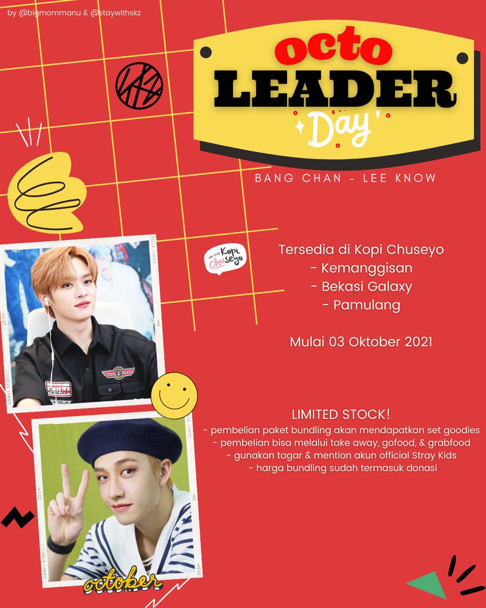 bigmommanu's tweet photo. #OctoLeaderDay

BIRTHDAY EVENT for @Stray_Kids Bangchan &amp; Lee Know #straykids

📍@kopichuseyoid Kemanggisan, Bekasi Galaxy, &amp; Pamulang
🗓 3 Oktober 2021—sold
Info detail ada di poster 

Limited stocks!

by: @bigmommanu &amp; @staywithskz https://t.co/Duoa716SUn