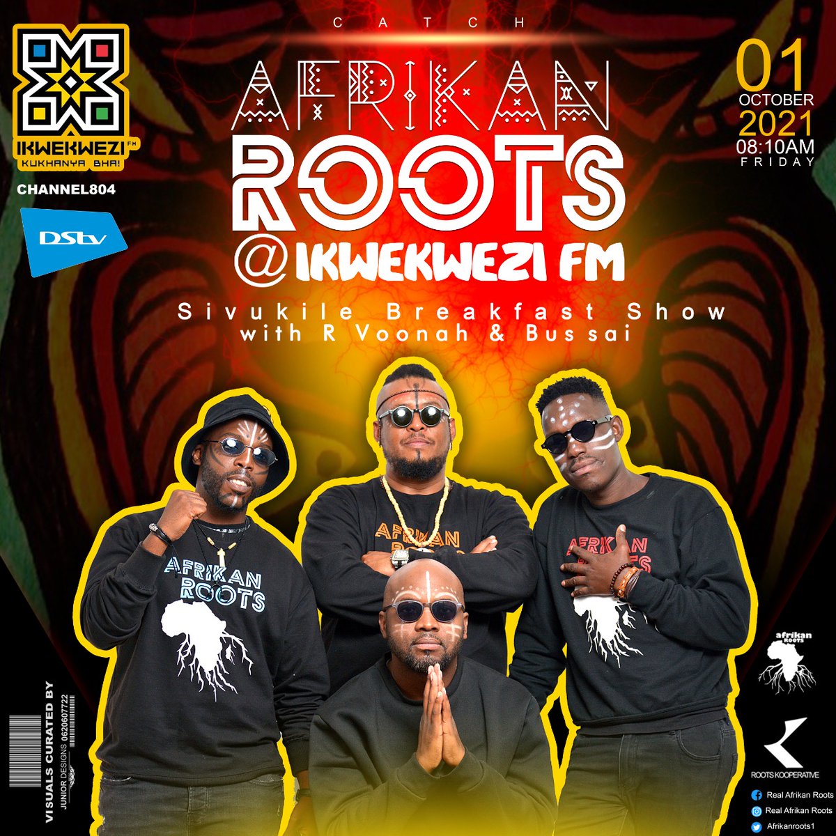 Afrikanroots1's tweet photo. Morning Family, Catch us live on @Ikwekwezi_FM at 08:10 CAT, chatting about our new album "4468 Chuba Cabra Chapter 1 (Moromiwa)" #4468CCC1 and more live on air.
#10YearsOfAfrikanRoots #AfrikanRoots https://t.co/KaJRXZHpDM
