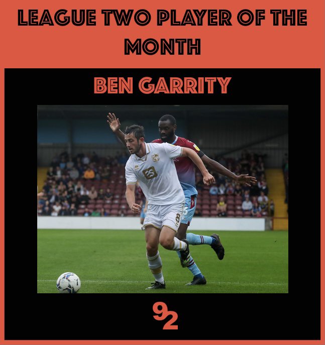 Ben Garrity is the @The92football League Two September Player Of The Month 🚨

Port Vale’s number 8 scored 3 goals in September as The Valiants hit superb form! 

Without his goals, Port Vale would be 18th in League Two - they’re currently 4th. 

#PVFC