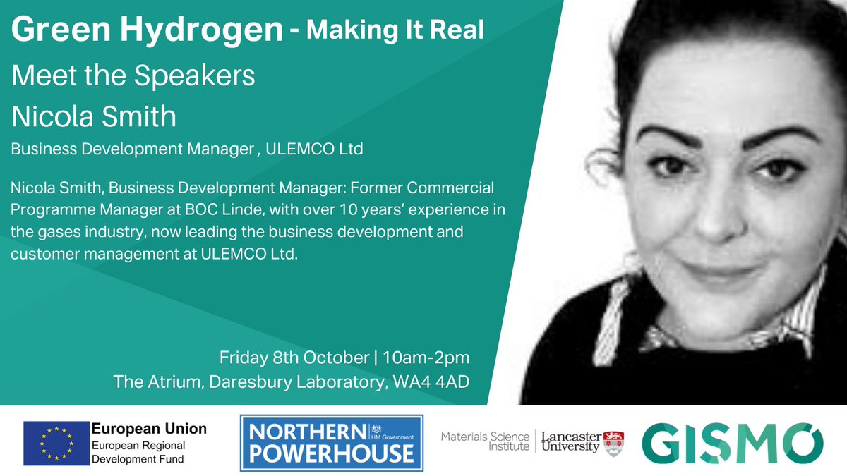 Meet our speakers for the upcoming event, Green Hydrogen - Making It Real. <a href="/Ulemco/">ULEMCo Ltd</a>'s Nicola Smith will be discussing How to convert diesel vehicles to run on hydrogen and diesel. Register here Rightwards arrow bit.ly/3hSEEDl

#greenhydrogen #Event #SMEsupport #chesire