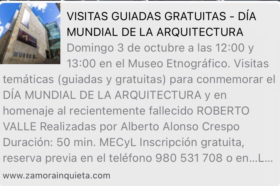 mini2ac's tweet photo. Este domingo estaremos haciendo unas visitas guiadas gratuitas por el Día Mundial de la Arquitectura. Hay plazas limitadas. Apúntate en el @Muset_CyL #zamora #visitas #mecyl #diadelaarquitectura https://t.co/XnrTZFkxEp