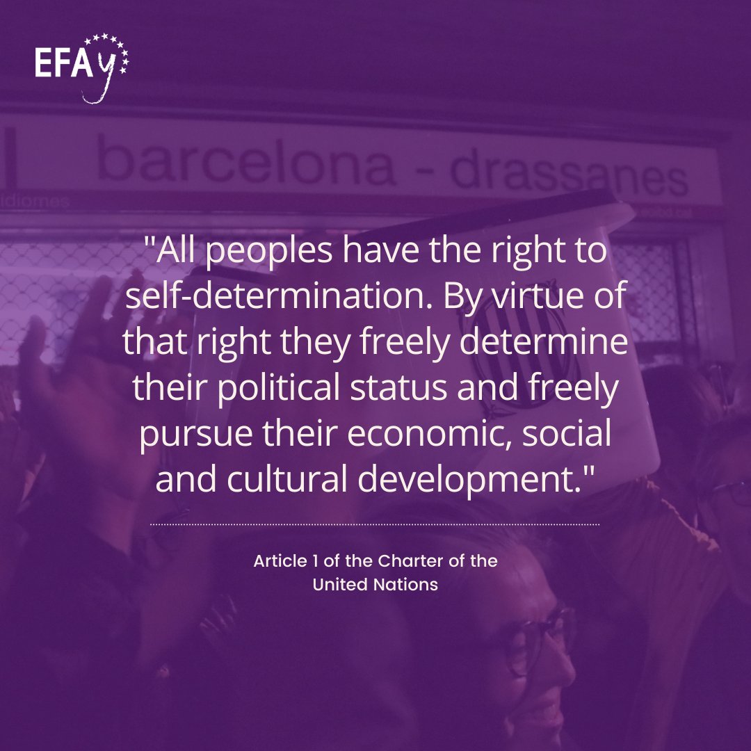 EFA_Youth's tweet photo. On the fourth anniversary of the #Catalan Independence Referendum. We reaffirm our support for the Catalan people and their right to decide on their own future. The right to self-determination is a fundamental right.
#1O #1Octubre https://t.co/rG8QZ7gVkP