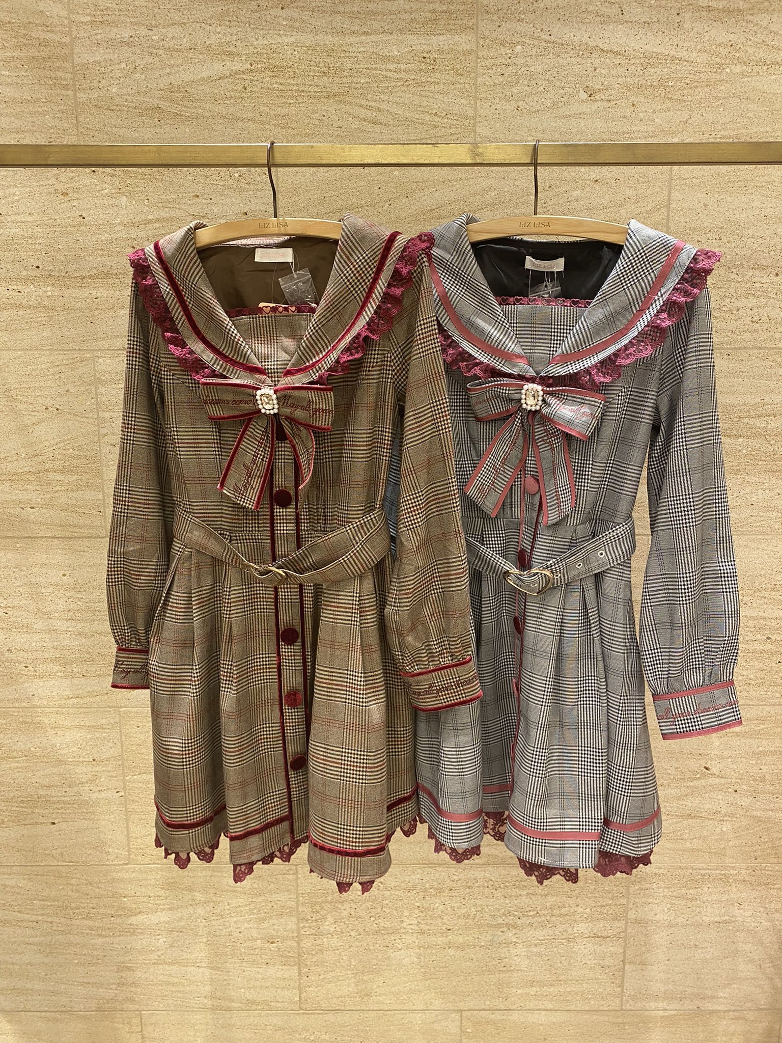 LIZ LISA ワンピース メッセージチェックセーラーワンピース ｜ LIZ LISA（リズリサ