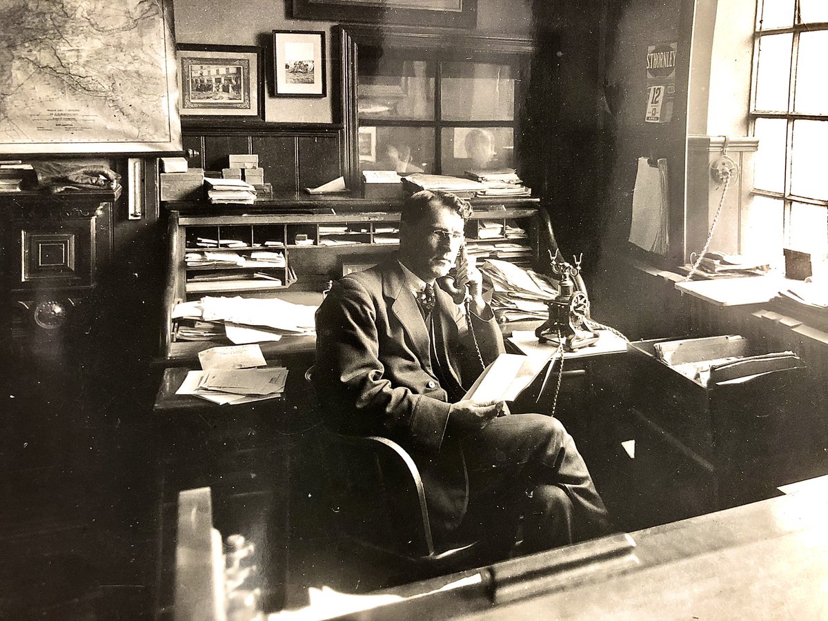 The_Shend's tweet photo. Found this lovely old photo of my grandfather in his office at Allcocks & Sons fishing tackle in Redditch on a Sat April 12th but unsure of year. Great phone. #fishingtackle #redditch #Allcocks #fishing https://t.co/HhnaGxwIPz