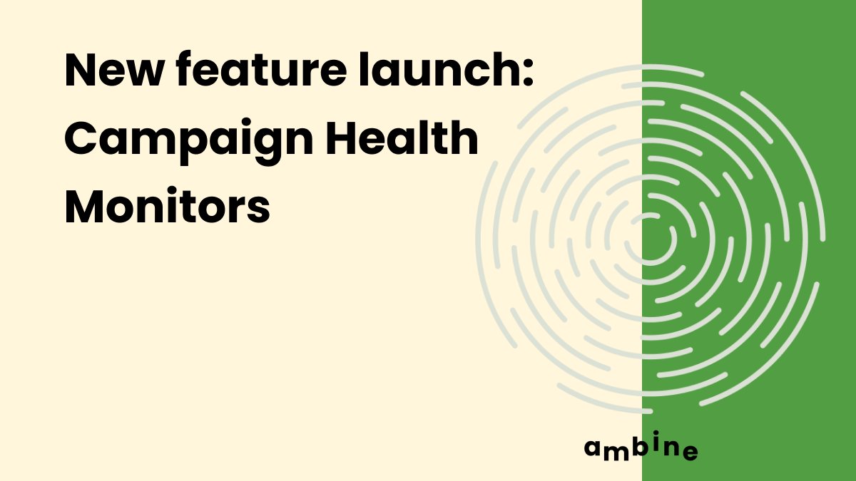 ambine_tech's tweet photo. Our latest feature – Ambine Campaign Health Monitor - tackles the challenge of campaign performance tracking and finding the sweet spots for improvement.

Drop us a note if you're interested in testing Health Monitors, and we'll hook you up with a trial! https://t.co/mBSObyKiWc https://t.co/NMvF4flb4B