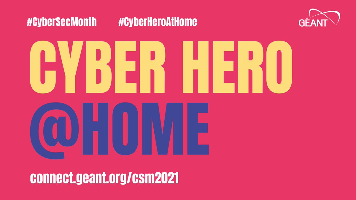 GEANTnews's tweet photo. 🛡️#CyberSecMonth kicks off today!

🦸🏡Follow our #CyberHeroAtHome campaign throughout October for articles from #CyberSecurity experts in our community, register for upcoming webinars &amp; download/re-use all resources in our awareness package.

️🔗➡️https://t.co/gh6Wf30jLc https://t.co/S8h5cBI3vB