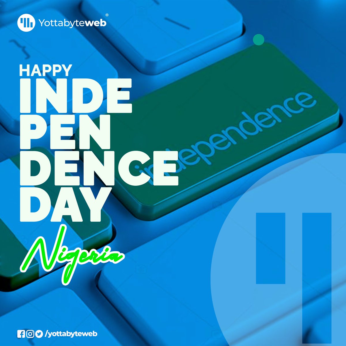 YottabyteWeb's tweet photo. As Nigeria completes another glorious year of her Independence at 61… Here’s wishing you a Happy Independence Day… To all proud Nigerians.

__
#happyindependenceday 
#happyindependencedaynigeria https://t.co/ruOEoXhnuJ