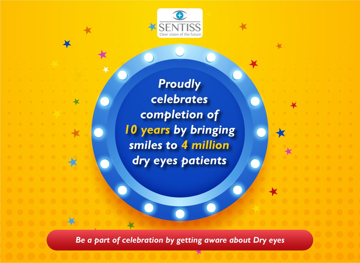 sentisspharma's tweet photo. Sentiss proudly celebrates 10 years of bringing relieve to dry eye patients. 
#celebratinginspiration #celebration #vision #dryeyes https://t.co/cYN0m7kR68