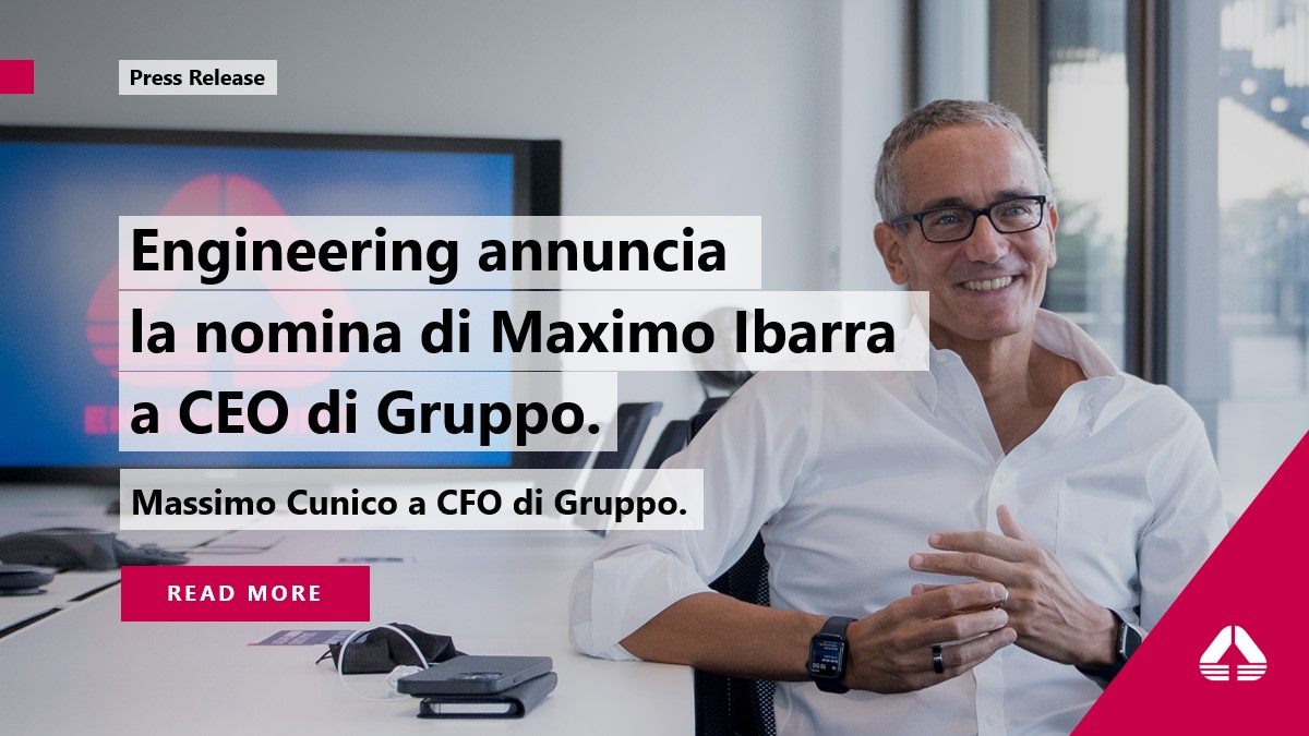 EngineeringSpa's tweet photo. "È un momento straordinario di cambiamenti, ricco di opportunità. Le tecnologie porteranno benefici a tutti e per questo sono entusiasta di guidare Engineering, campione della #TrasformazioneDigitale": #MaximoIbarra nel giorno della nomina a CEO di Gruppo. https://t.co/DmfNaENkIE https://t.co/rIkB54h6wC