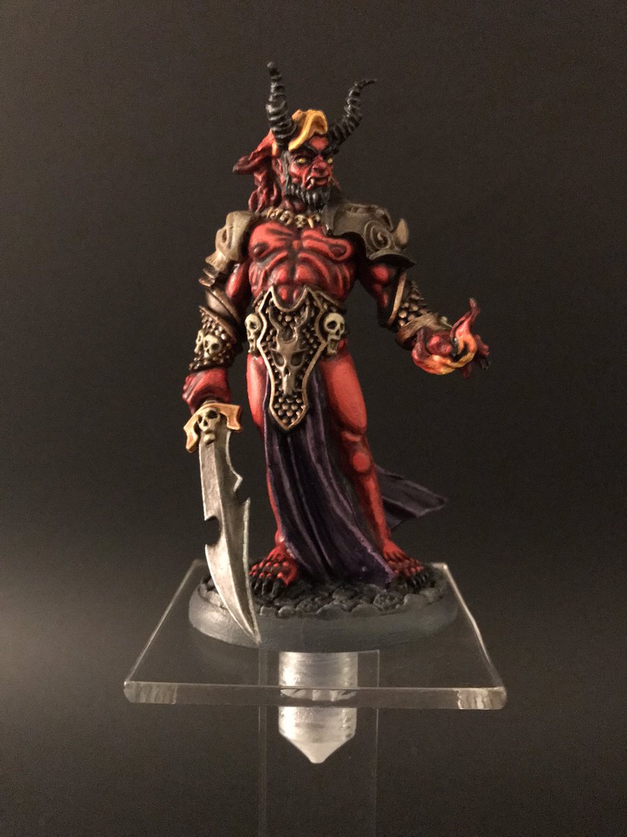 Travis_Fauber's tweet photo. My first entry for the @MordorPaint #October #painting #contest

A @reapermini #BonesV piece the #efreeti. The single flyer riser is from @axenshield. 

#ttrpg #dndart #dndminiatures #dnd5e #dungeonsanddragons  #miniature   #miniaturepainting #art #goblinpaint #goblinarmy #fun https://t.co/CV6l6zm6ac