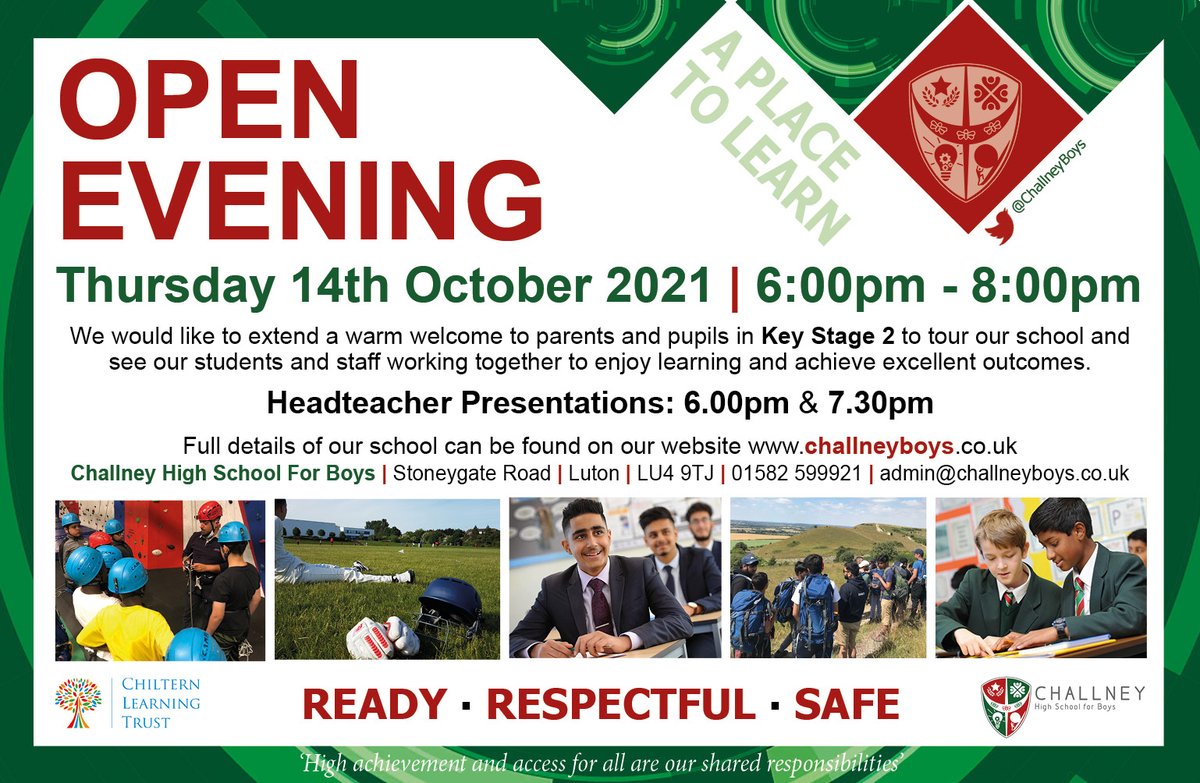 OPEN EVENING
Thursday 14th October 2021 | 6:00pm - 8:00pm
We would like to extend a warm welcome to parents and pupils in Key Stage 2 to tour our school and see our students and staff working together to enjoy learning and achieve excellent outcomes.