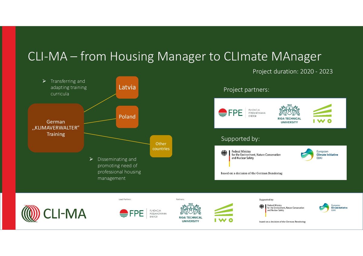clima_euki's tweet photo. CLI-MA project was invited to host a workshop on 62nd annual International Scientific Conference of RTU, where the housing management situation in Germany, Poland and Latvia were presented. The demand for proffessional housing management is only increasing https://t.co/twCNRP55Ld https://t.co/IIZm9QV1iv
