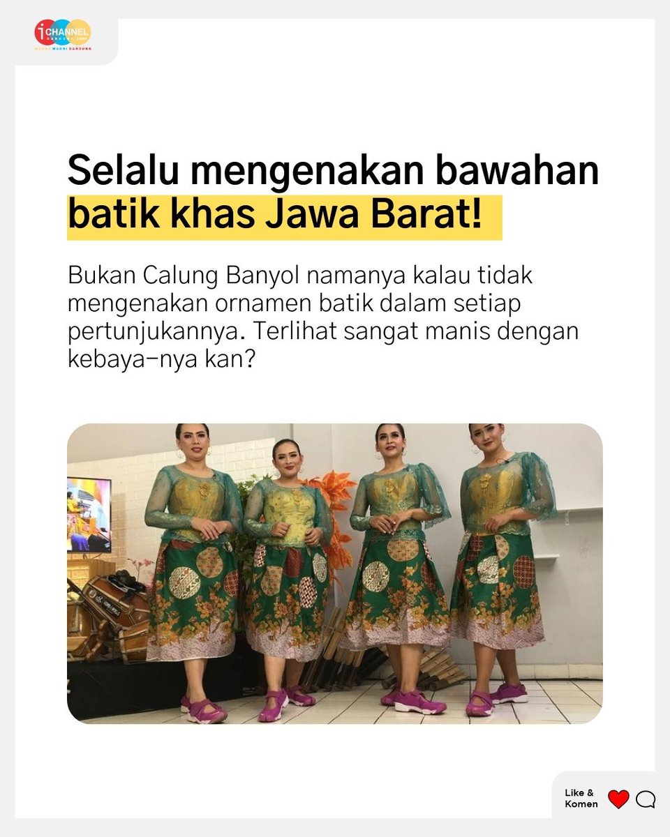 ichanneltv_bdg's tweet photo. ✨4 SETELAN KEBAYA KHAS CALUNG BANYOL! ✨

Kebaya + Calung sudah pasti menggambarkan 4 wanita geulis Bandung dalam program Calung Banyol. Yuk intip info menarik lain dari 4 wanita cantik ini I CHANNEL! 👇 https://t.co/cOUlcWcskz