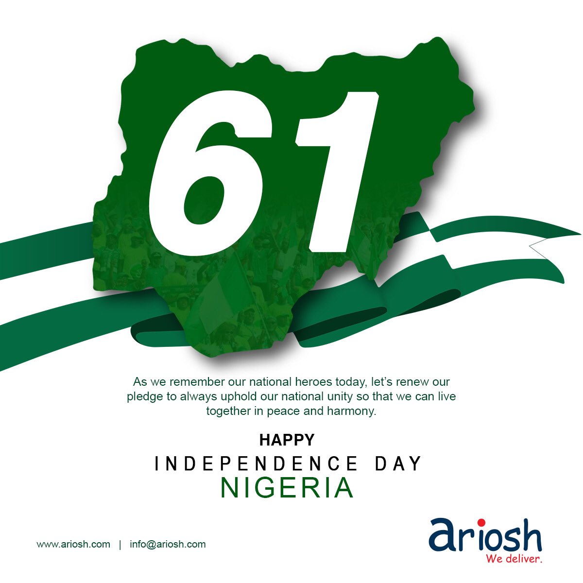 arioshltd's tweet photo. Happy Independence Day 🇳🇬 https://t.co/npCKhiNR9t