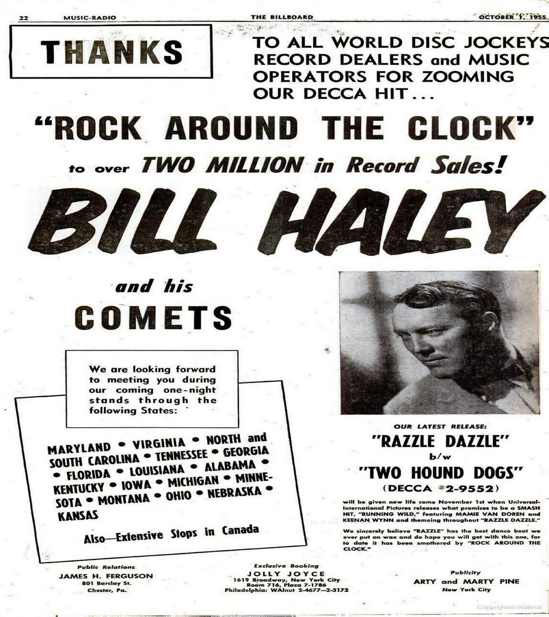nevadaknight67's tweet photo. October 1, 1955 Billboard magazine:
Bill Haley and Honor Roll of Hits
#BillHaley #TheComets #Billboard #Charts https://t.co/4hFjhiuTRy