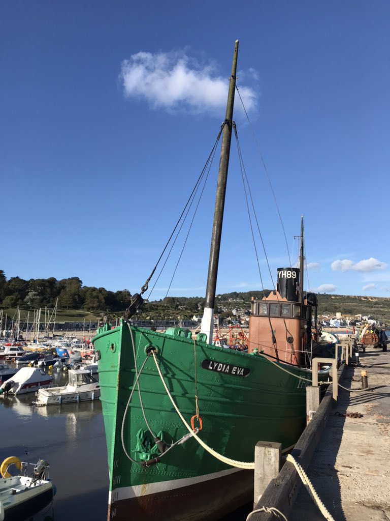 zoeapatrick's tweet photo. @DailyPicTheme2 @PanoPhotos ‘My favourite photo from September’ is this one of the world’s last remaining steam herring drifter #LydiaEva which is down in #LymeRegis harbour for filming #Wonka this month. #DailyPictureTheme https://t.co/VJmeEGc9ye
