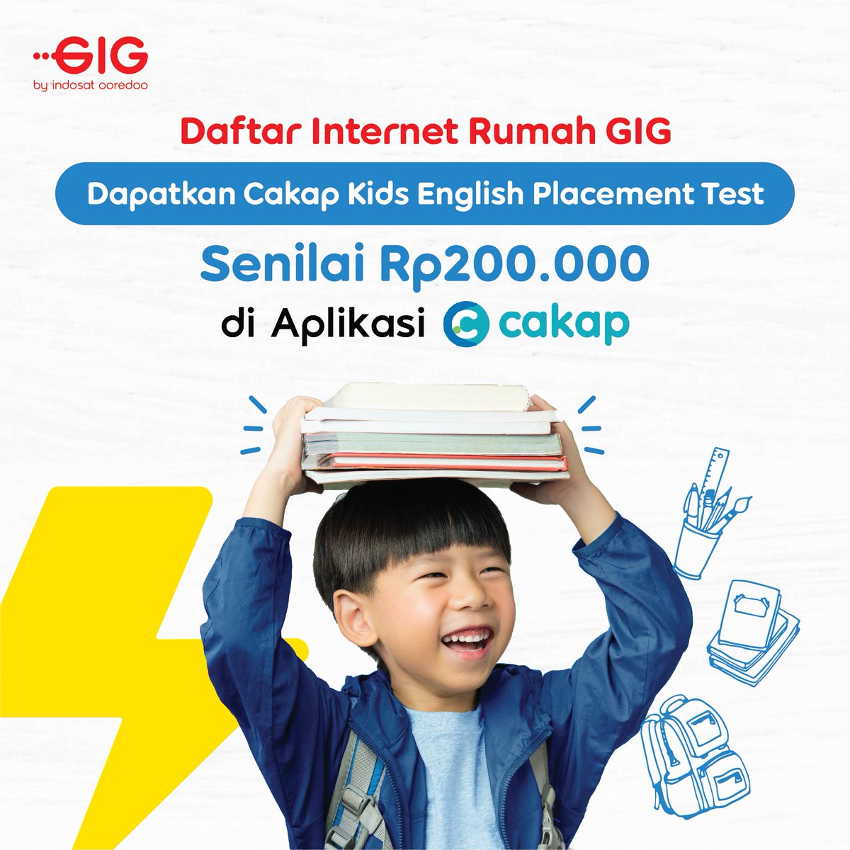 GIGsters, daftar internet rumah GIG sekarang bisa dapet Cakap Kids English Placement Test senilai Rp200 ribu lho!

Yuk, mimin tungguin buruan segera langganan!
Klik disini: 
bit.ly/3mgR9tP

#InternetNgebut #SecepatKilat #GIGbyIndosatOoredoo